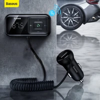 baseus 3 1a fast charging usb car charger fm transmitter wireless handsfree car kit aux audio mp3 player quick charger