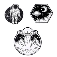 astronaut lapel pins spacecraft enamel brooches womens fashion cartoons anime badges for backpack metal hijab pins mini brooch