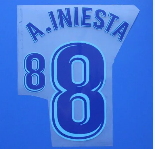 18 Домашняя печать Messi SUAREZ Neymar A. Iniesta SERGIO PIQUE nameset горячая штамповка футбольная нашивка значки - Цвет: Blue 8 A.Iniesta