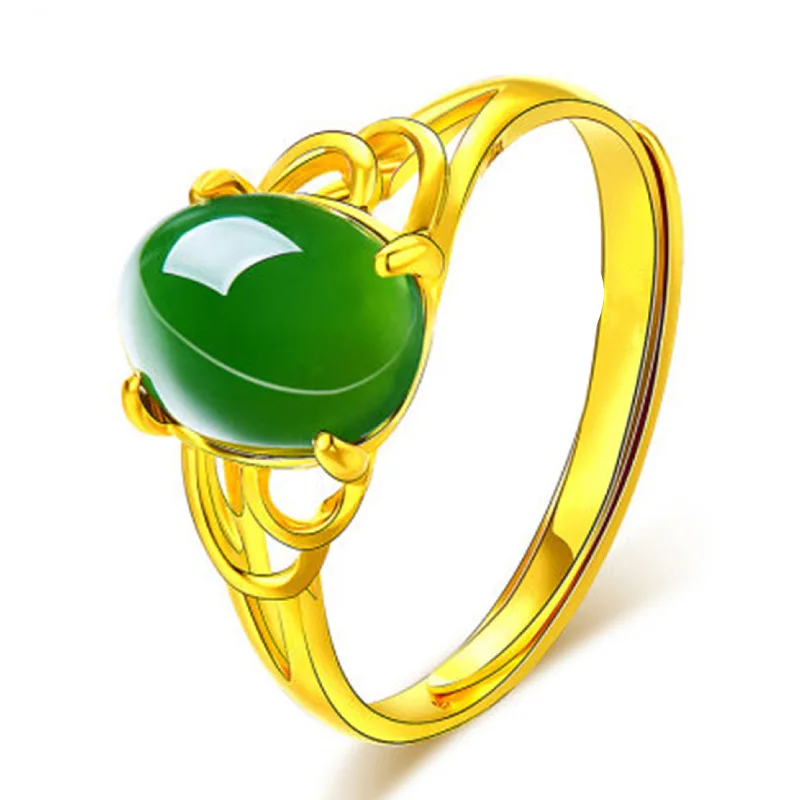 

Vintage Women Rings 925 Silver Jewelry with Created Green Zircon Gemstone Gold Color Open Finger Ring for Wedding Party Ornament