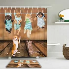 Забавная Фотоштора для душа, водонепроницаемая ткань с принтом животных, Фотоштора с крючками, Противоскользящий коврик, коврик для ванной