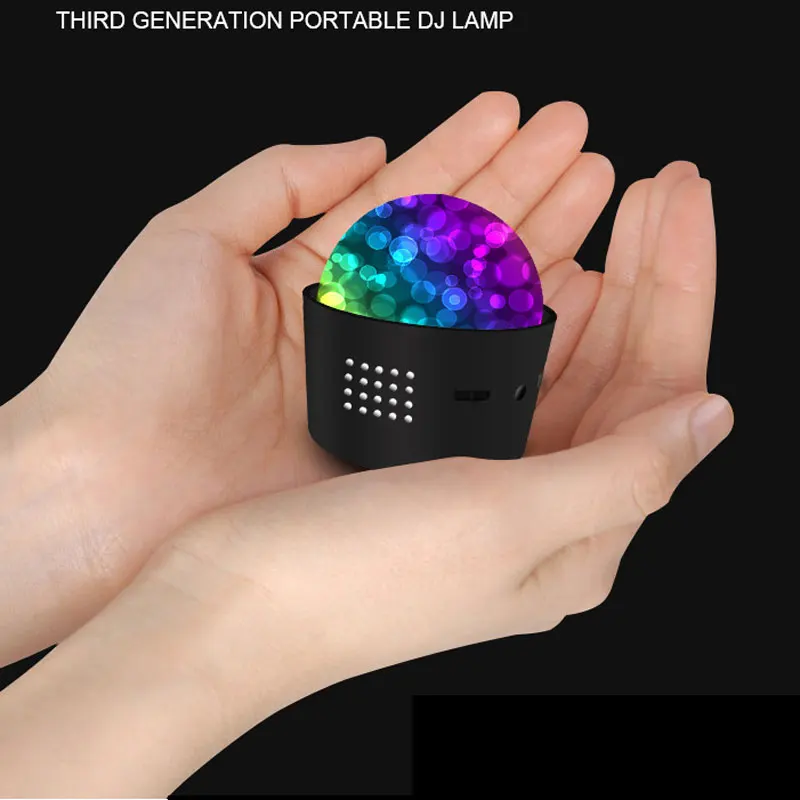 Фото Миниатюрный диско шар для автомобиля RGB с USB зарядкой переносной голосовой