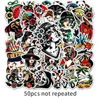 50 шт. в ретро-стиле Old School Tattoo Стиль Стикеры Холодильник Скейтборд тележка чехол наклейки рюкзак таблицы Водонепроницаемый ПВХ Стикеры