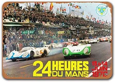 

Sisoso 1970 24 Hours of Le Mans Wall Decor Office Dorm Bar Poster Pub Car Metal Tin Sign Vintage 16x12 inches