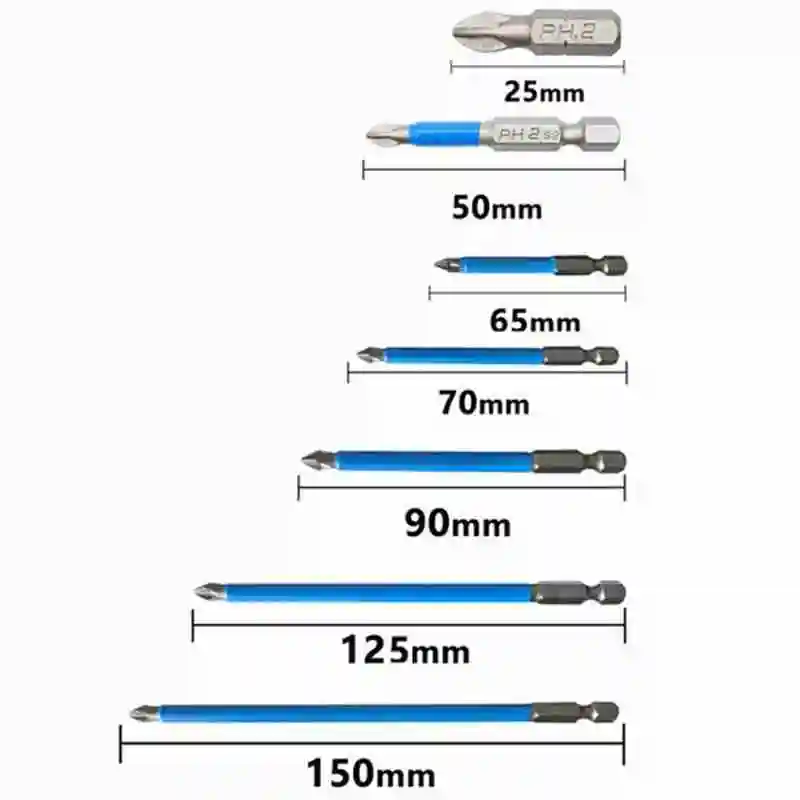 

25-150mm Magnetic Electric Screwdriver Bit Single S2 PH2 Phillips/Cross Head Screw Fastening Tool