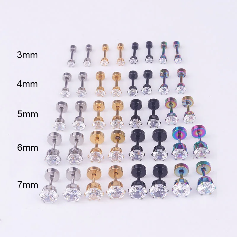 Модные милые маленькие простые серьги гвоздики с цирконом для женщин и мужчин