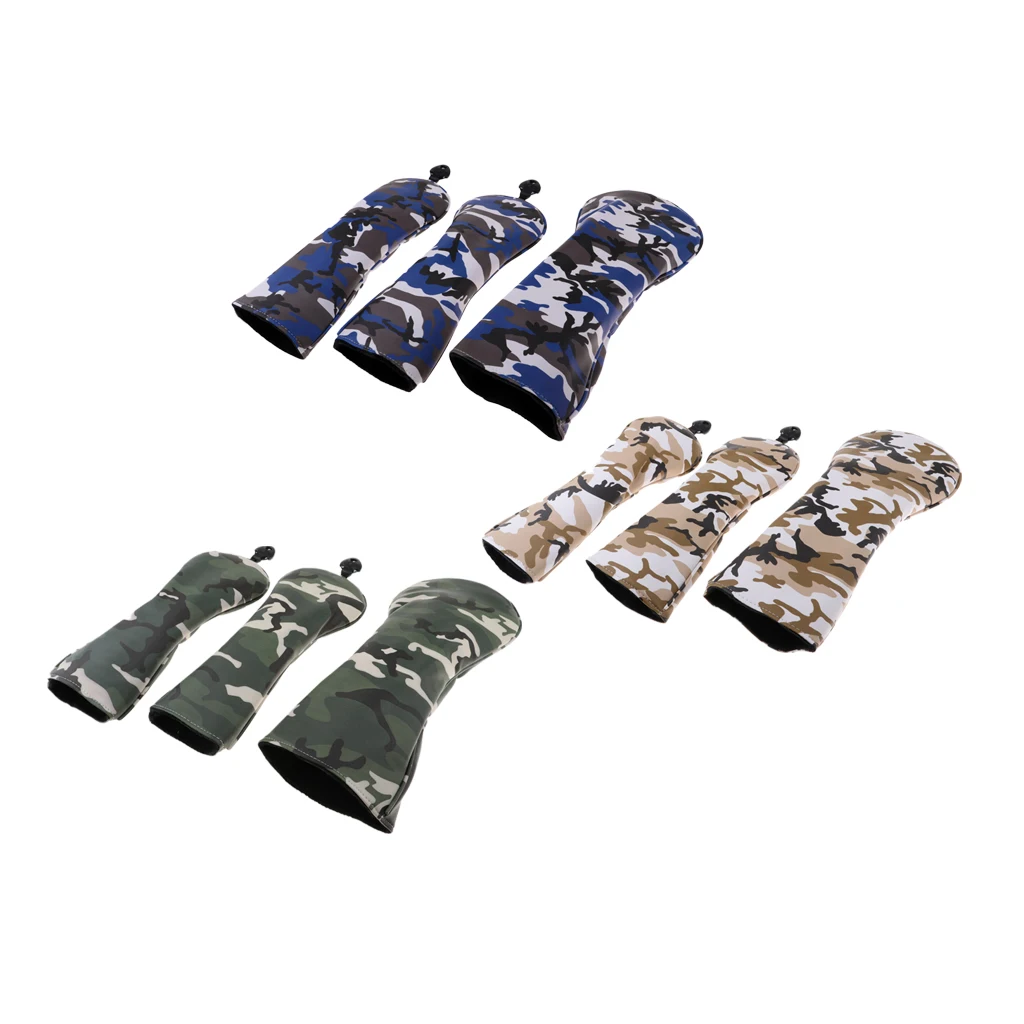 

3Pcs Waterproof Premium PU Golf Headcover No. 1 3 5 Wood Driver Protector Set & Interchangeable No. Tag