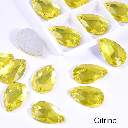 Citrine Слеза много Цвета с украшением в виде кристаллов Стекло пришить стразы пришивные стразы прямая швейная стразы свадебное платье B3839 - Цвет: Citrine