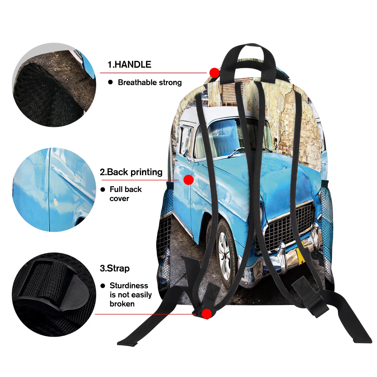Ретро автомобильный старостроительный рюкзак студенческий износостойкий для