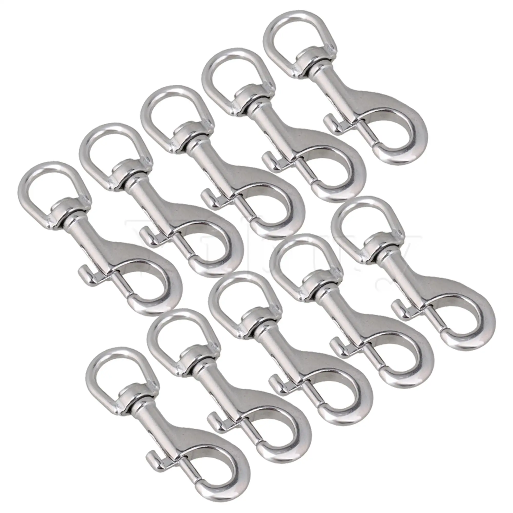 

10PCS Round Eye Swivel Bolt Snap Hook Key Chain Clip Stainless Steel 80mm Silver