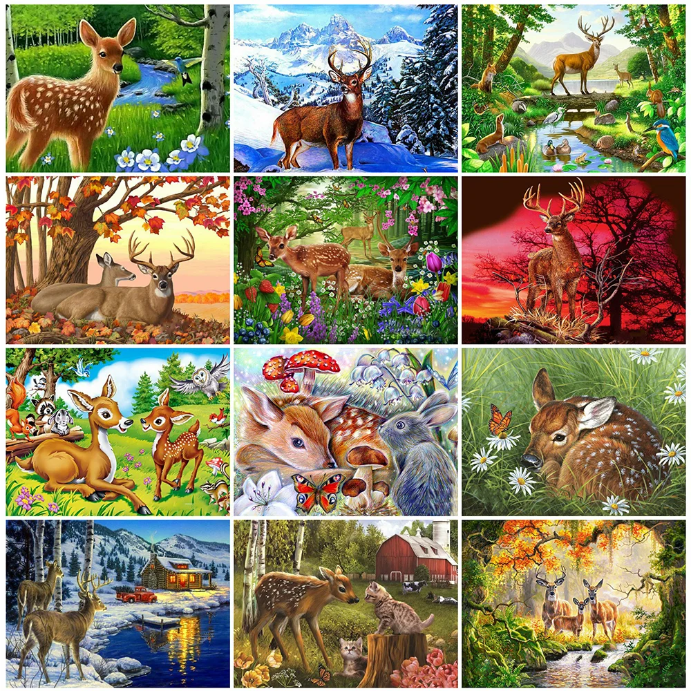 HUACAN DIY Алмазная вышивка 5D олень животное полная квадратная картина Картина
