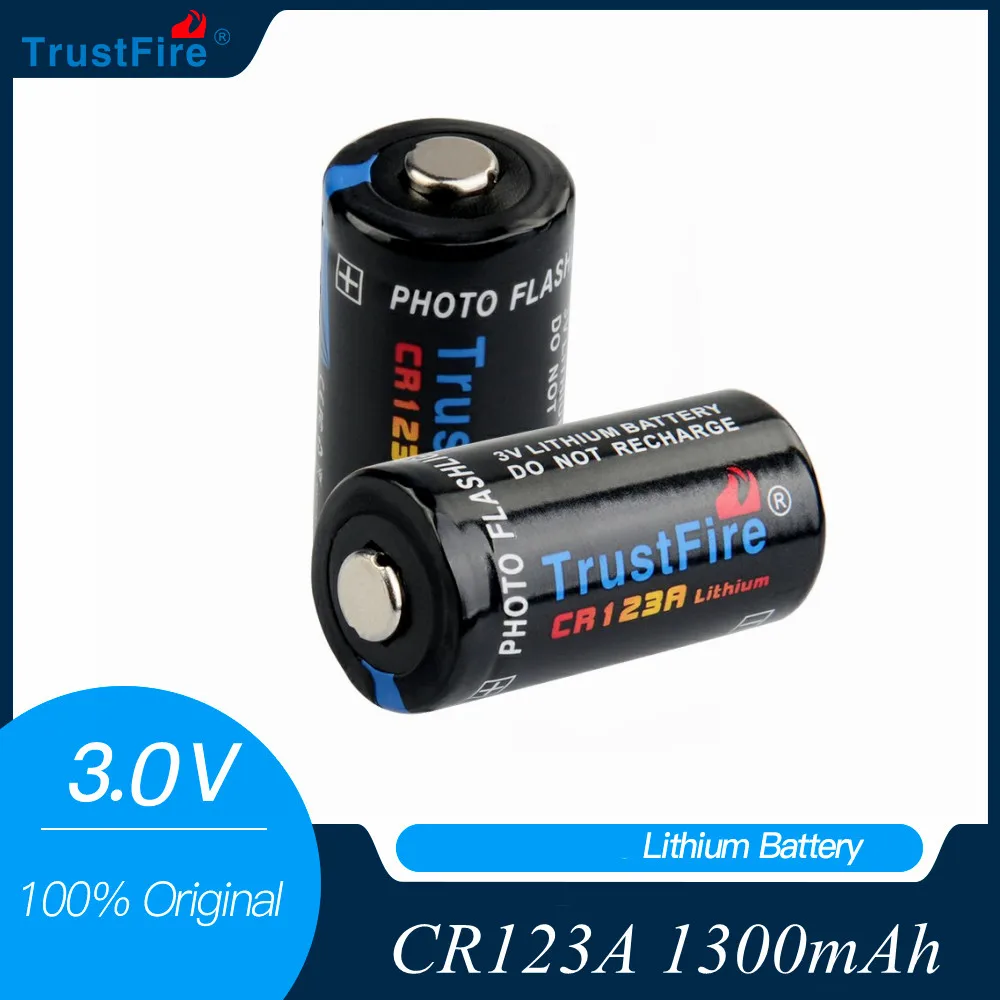 

TrustFire CR123A 3V Lithium Battery 1300mAh Cell Batteries for Cameras Flashlight Toy Smoke Detector Replacement Li-ionBatteries