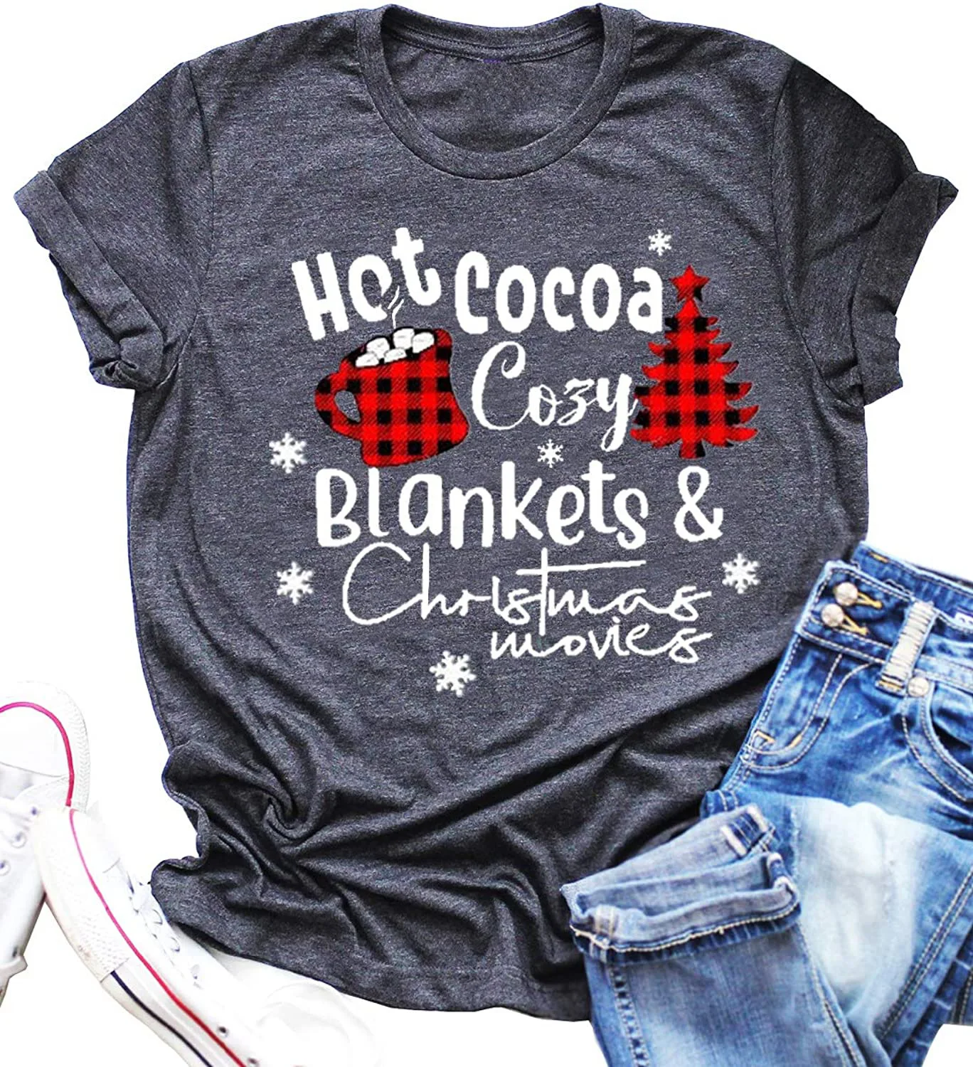 

Carney top Christmas print crew neck short sleeve T-shirt