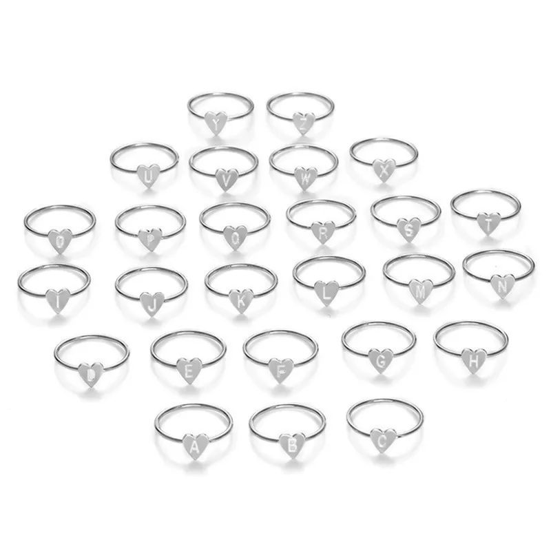 Женское кольцо с буквой алфавита 26 кольца декоративной надписью регулируемое из