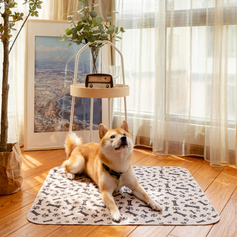 Reusable Pet Urine Pad Washable Dog Cat Diaper Mat 3 Layer Absorbent Dogs Diapers Pads Bone Paw Print For Sofa Bed Floor | Дом и сад