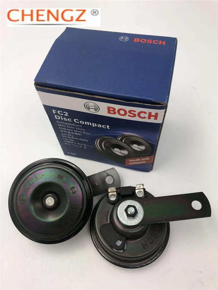 

free shipping 1set BOSCH-Car Electric Twin Horn Siren Fanfare FC2 Disc Compact 12V 400Hz 500Hz for-toyota-BWM car-Honda SUV