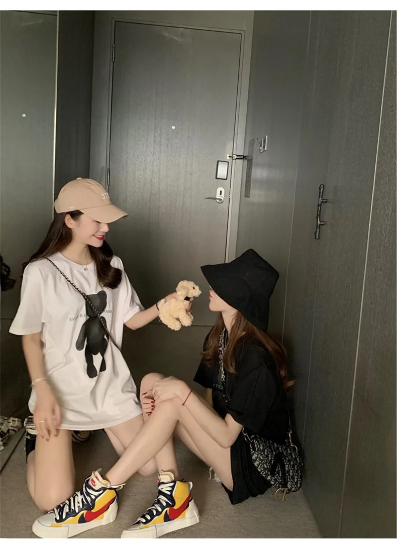 Новинка 2020 Женская свободная Милая модная футболка с короткими рукавами в