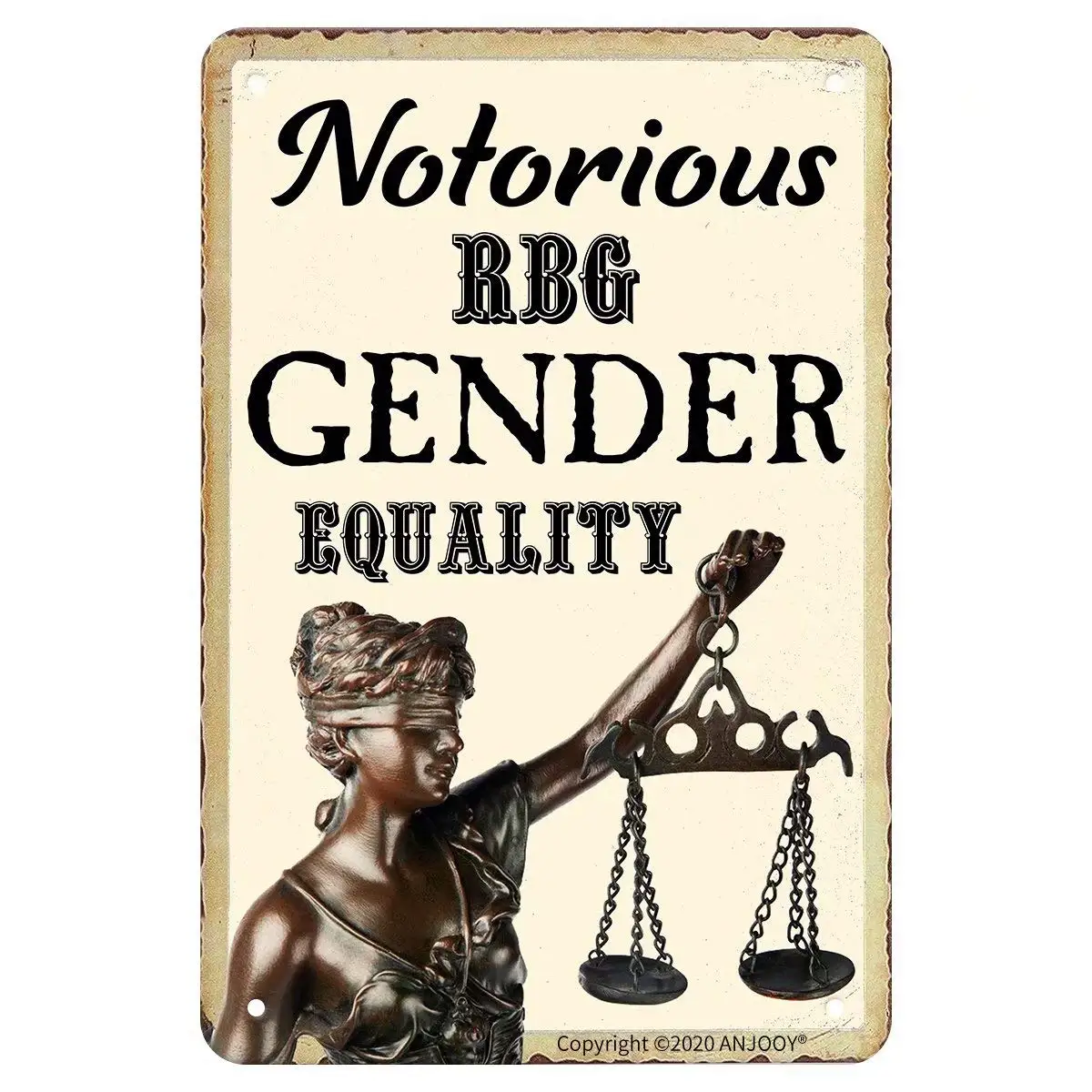 

Vintage Metal Tin Signs Notorious RBG Gender Equality Plaque Poster for Cafe Bar Pub Beer Wall Decor Art 8x12 Inch