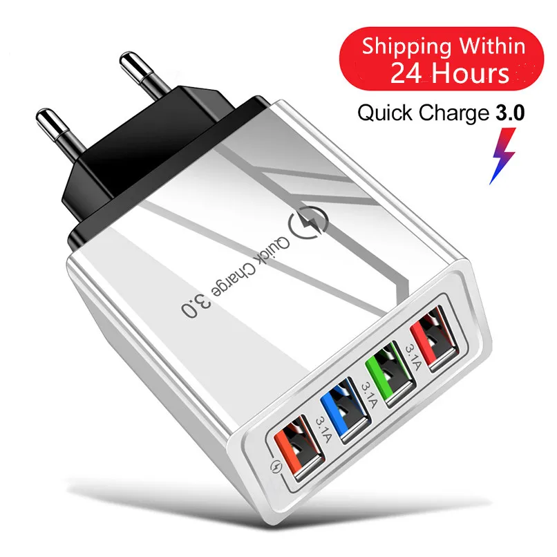 

4USB 5V Adapter Mobile Phone Charger Tablet Travel Charger For Iphone Samsung Xiaomi Tablet Charger Wall Fast Charging Adapter