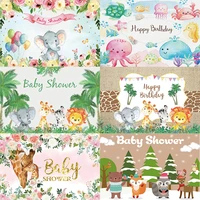 baby shower backdrop deer jungle safari lion flower custom kids happy birthday party decoration photography backgrounds banner