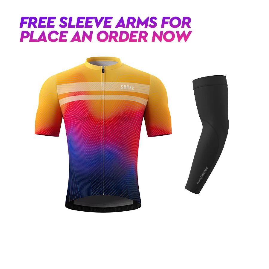 

Souke Sports Men's Cycling Jersey with full zipper pocket Team PRO Bicycle ciclismo shirts for Roadbike MTB Strava