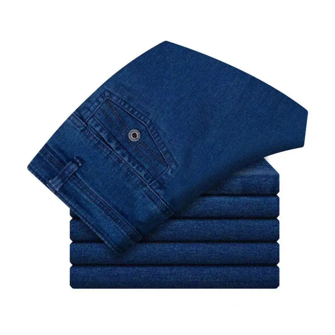 

2020 Winter New Men's Warm Slim Fit Jeans Business Fashion Thicken Denim Trousers Fleece Stretch Brand Pants Blue