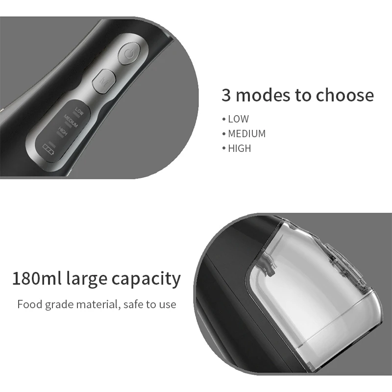 

Cordless Oral Irrigator USB Rechargeable Water Flosser 3Modes Portable Dental Care Water Jet Water Tank Waterproof Teeth Cleaner