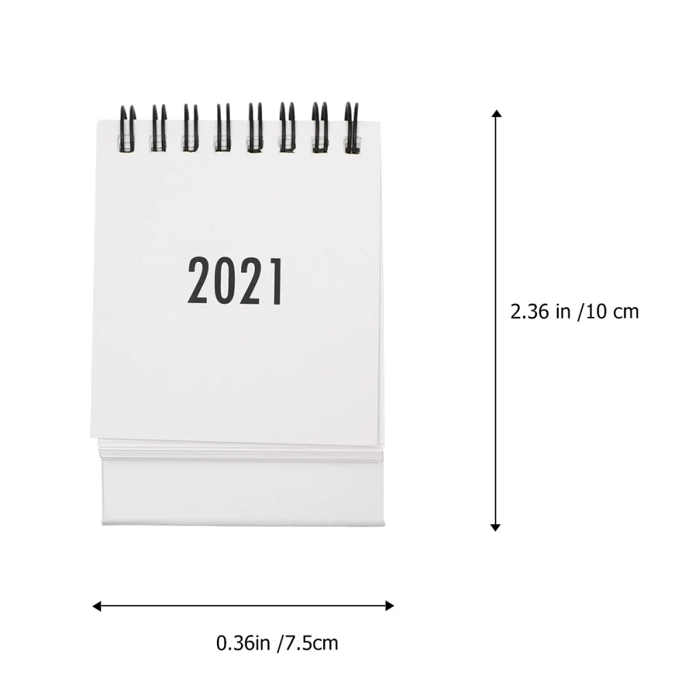 

Mini 2021 Desktop Calendar Foldable Coil Calendar Home Office School Desk Decoration Memo Gifts (White)