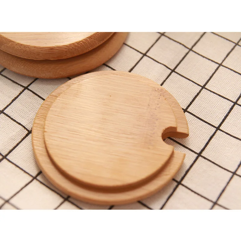 

3pcs Wood Lids Wooden Mug Cover Glass Jar Wood Drink Cup Lid with Spoon Hole