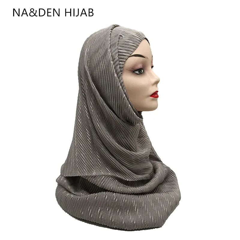 1 шт. Популярные шали Женский однотонный шарф со складками мини мусульманский