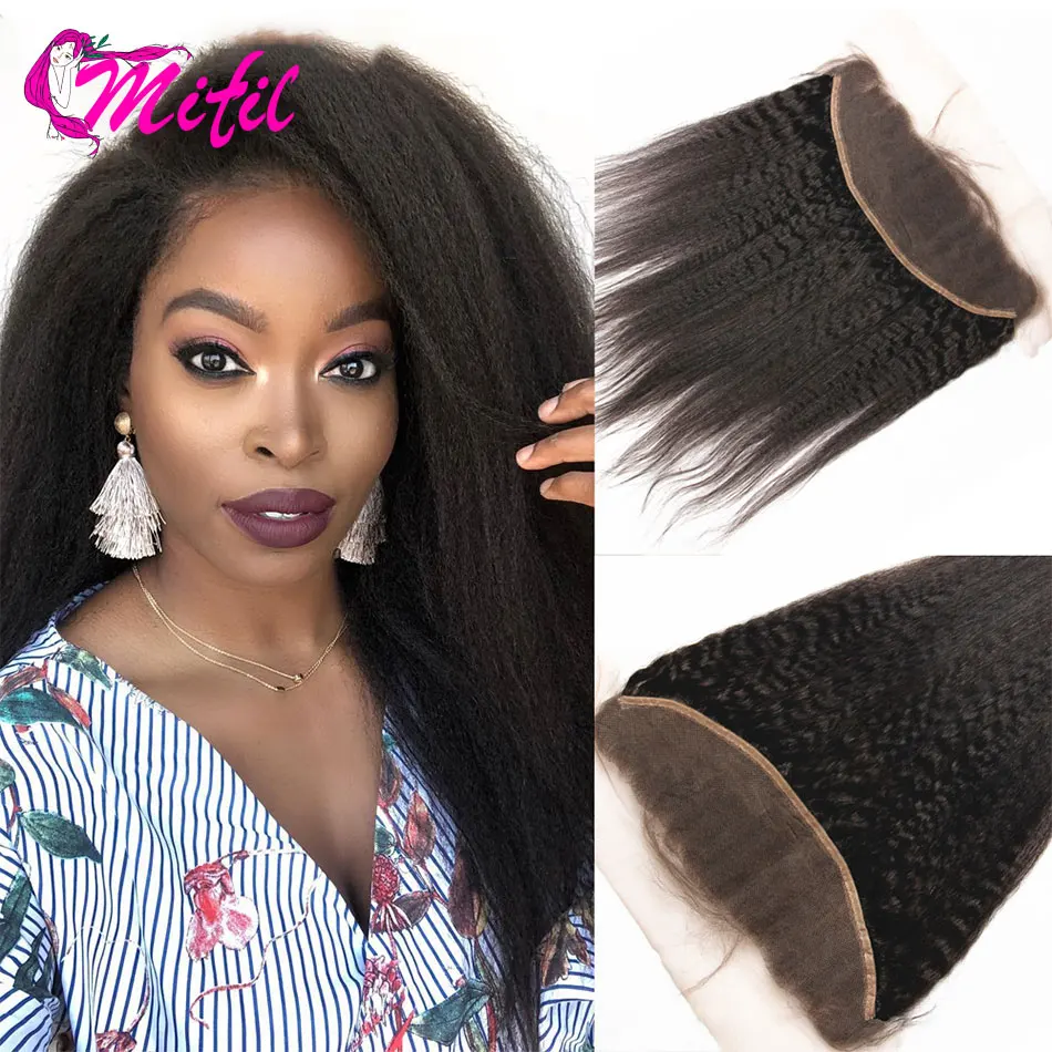 

13x4 Lace Front Yaki Straight Closure Human Hair 14-22 Long Remy Hair Pre Plucked Natural Hair HD Transparent Lace Closure Only