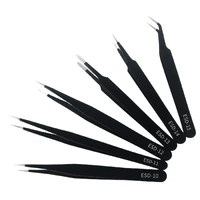 6pcsset anti static tweezers mobile phone repair tools stainless steel tweezers electronics precision tools for watch jewelry