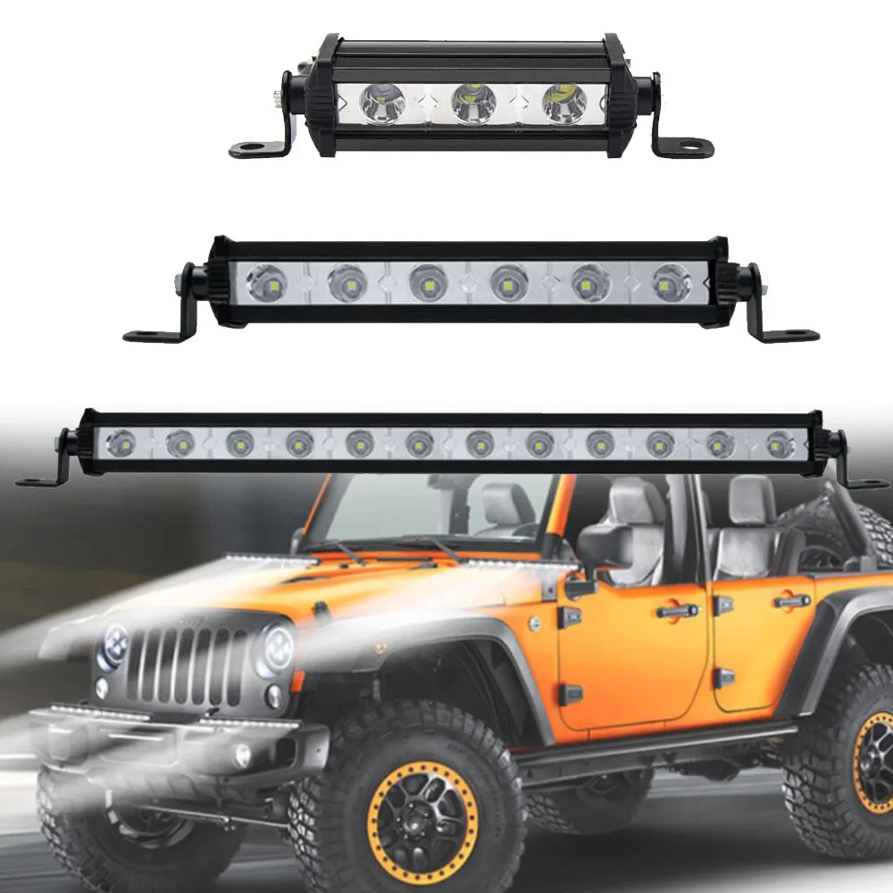 Тонкий светодиодный светильник для работы 9 Вт 18 36 Однорядный внедорожник 4X4