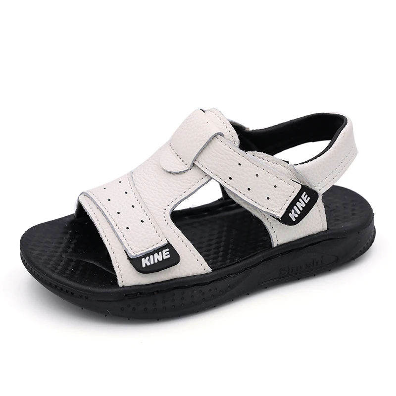 Real Leather White KINE PANDA/сандалии для мальчиков; обувь для маленьких детей; обувь для детского сада; летняя обувь для маленьких мальчиков; детская обувь из искусственной кожи для детей 1, 2, 3, 4, 5, 6 лет - Цвет: Real Leather White