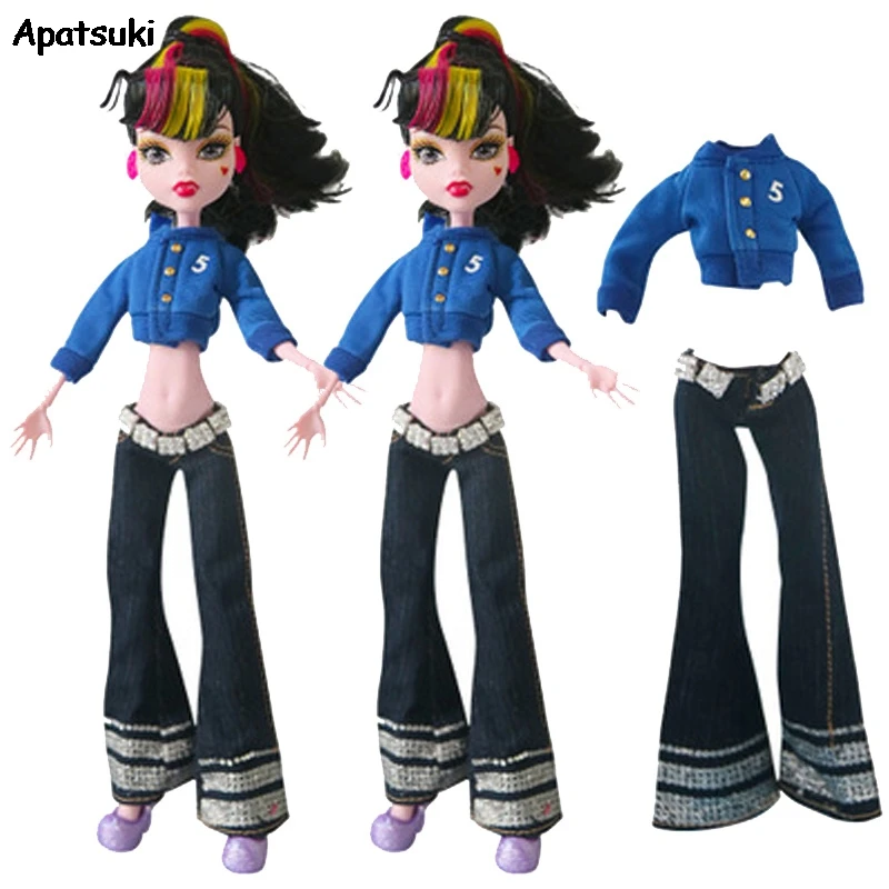 1 комплект синие топы и длинные штаны для кукол Monster High Одежда куклы монстры