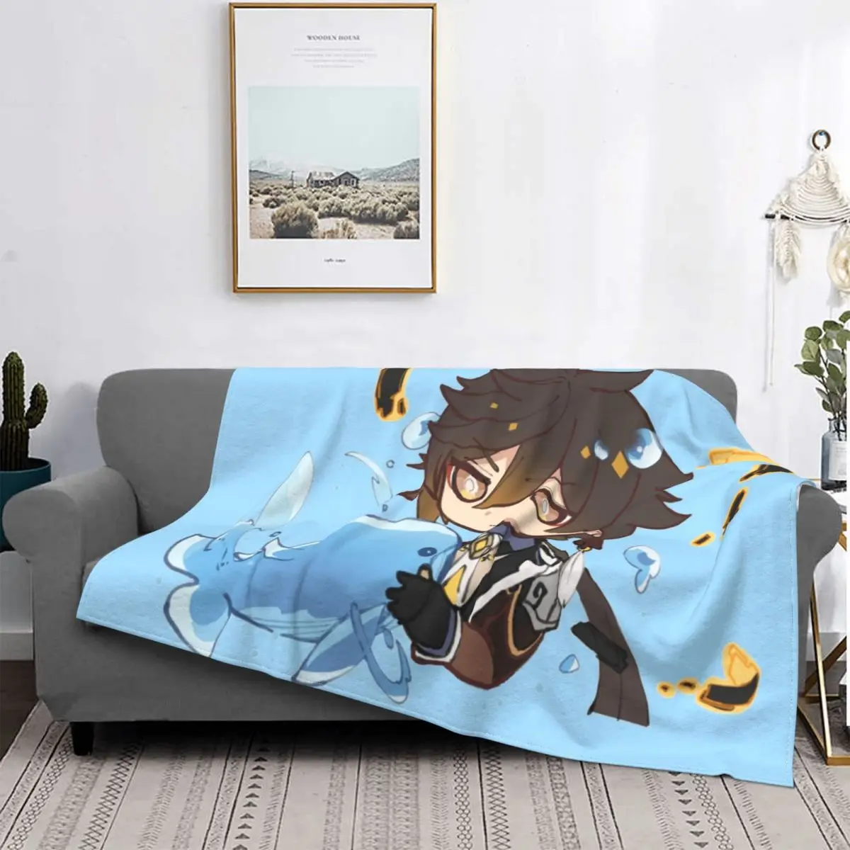 

Genshin Impact Chibi Cool Zhongli Blanket Game Anime Plush Warm UltraSoft Flannel Fleece Throw Blanket For Sofa Bed Velvet Art