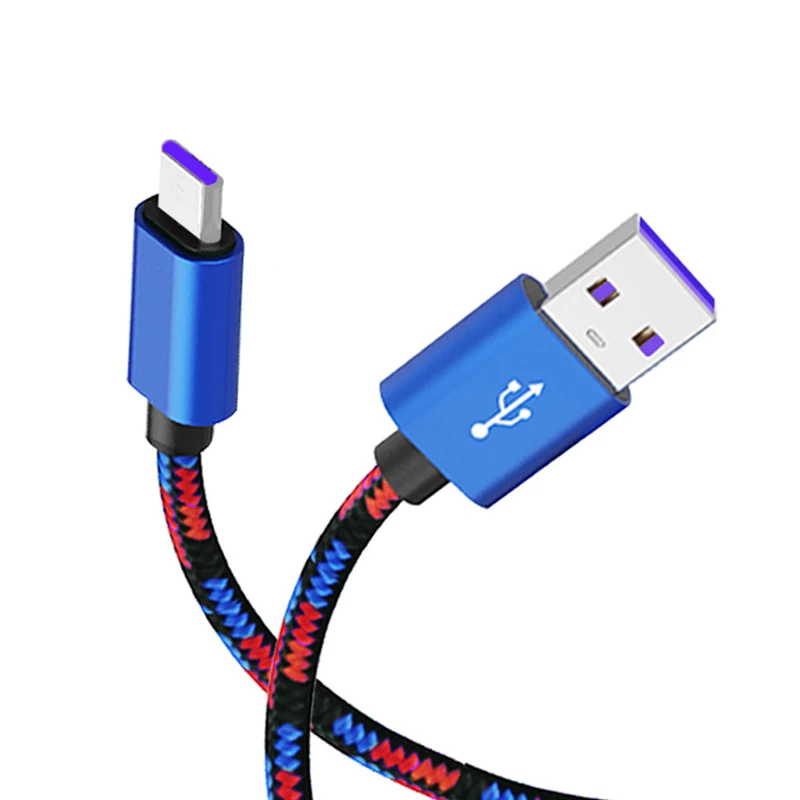 Usb-кабель для мобильного телефона, микро сменный IOS type-c, синий цвет, 5А, быстрая зарядка, линия передачи данных, нейлоновый материал