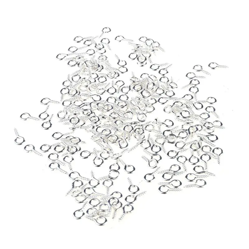 

600 Mini Screw Eye Pin Peg Jewelry Small Screw Eye Pins, Eye pins Hooks, Eyelets Screw Threaded Silver Clasps Hooks Eye Screws