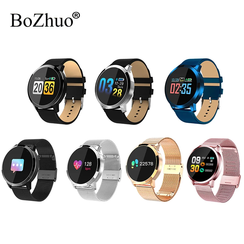 Круглые умные часы Q8 для женщин и мужчин фитнес-трекер монитор сердечного ритма
