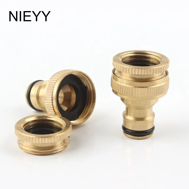 1pc Brass 1/2" To 3/4" Female Thread Quick Connectors Washing Machine Car Wash Faucet Tap Joints Garden Irrigation Hose Adapter | Дом и