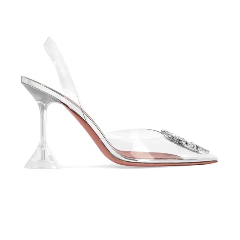 

sandals fine heel rhinestone all-match 2020 early transparent high-heeled shoes women's summer