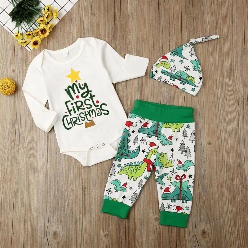 Боди с длинным рукавом и принтом в виде рождественской елки для мальчиков 0-18