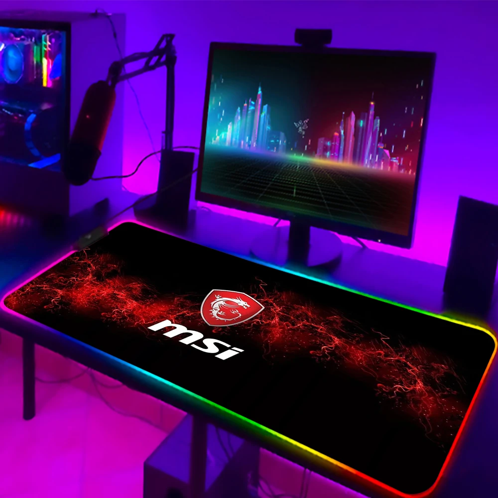 rgb msi mouse pad led light computer gaming accessories mousepad xl gamer desk mat non slip for pc keyboard laptop cs go carpet free global shipping