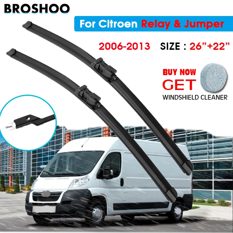 

Car Wiper Blade For Citroen Relay & Jumper 26"+22" 2006-2013 Auto Windscreen Windshield Wiper Blades Window Wash Push Button Arm