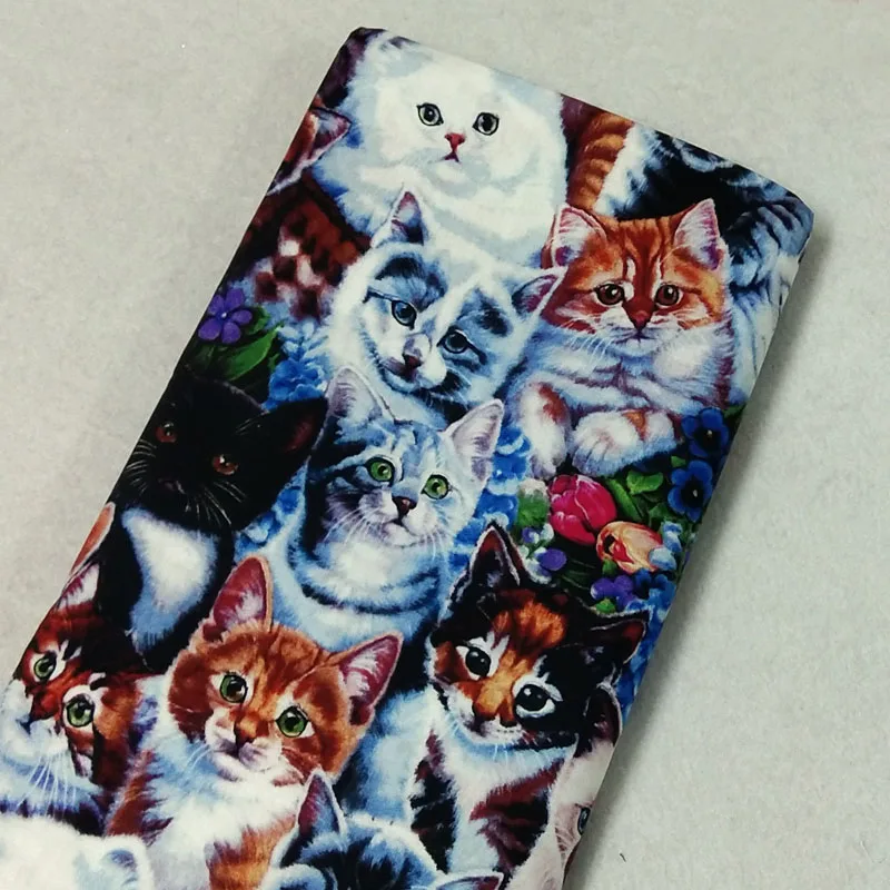 Ткань хлопковая с принтом в виде кошки 50x105 см | Дом и сад