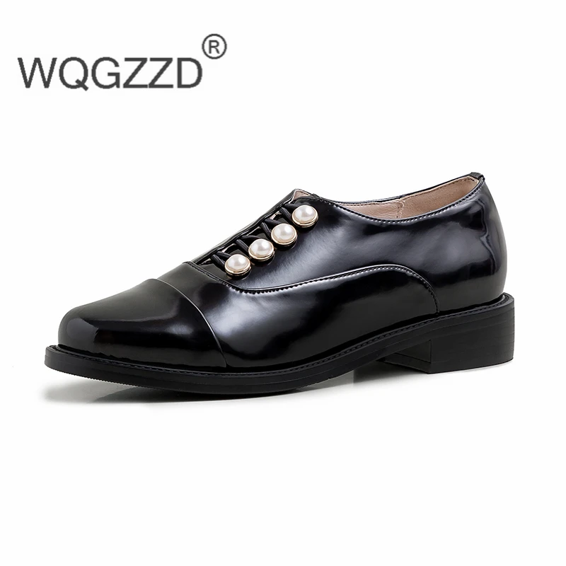 Туфли оксфорды женские из лакированной кожи роскошные Брендовые повседневные