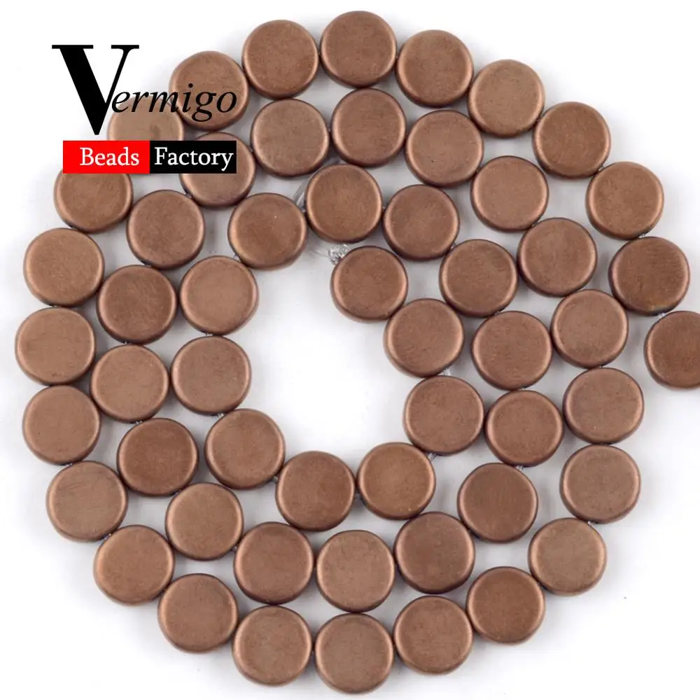 Бусины Из Красного гематита и меди с матовой полировкой натуральный камень для