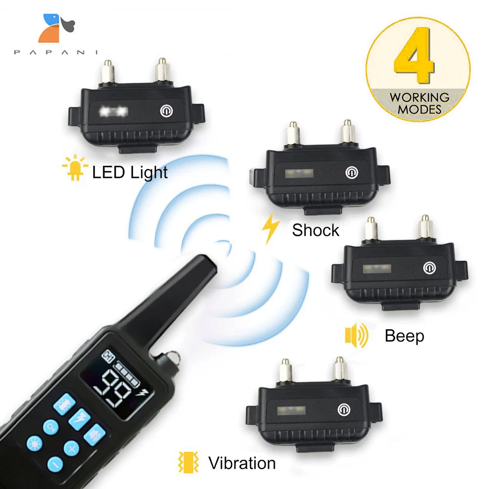 

Электрический ошейник для собак, тренировочный ошейник с пультом дистанционного управления, водонепроницаемый, ж/к дисплей, все размеры