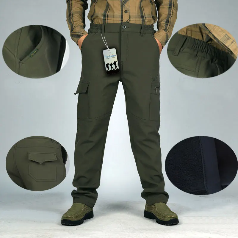 Зимние флисовые брюки для мужчин термоводонепроницаемые ветрозащитные кемпинга