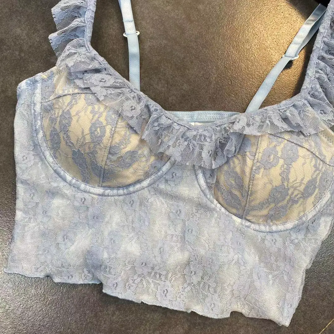 

ZCSMLL 2021 Spring Lace Shoulder Straps Three-dimensional Chest Pad Sexy Ins European and American Women Vest